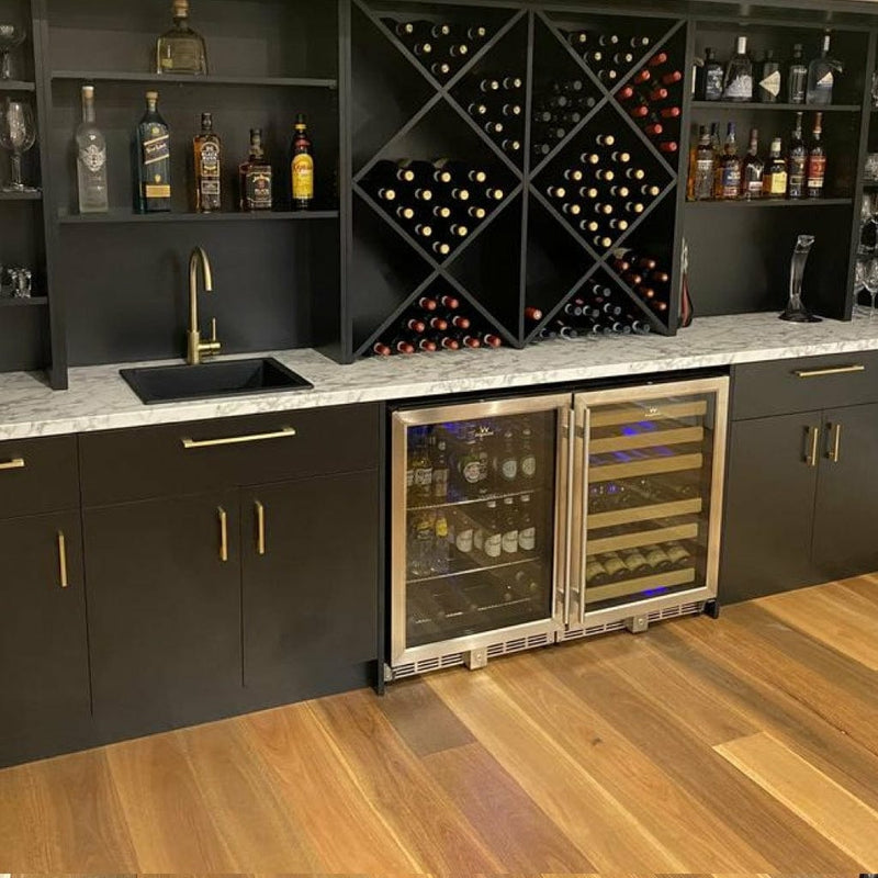 Kings Bottle 48" Glass Door Wine And Beverage Fridge Center Built In - KBU50BW3-FG - Luxy Appliance