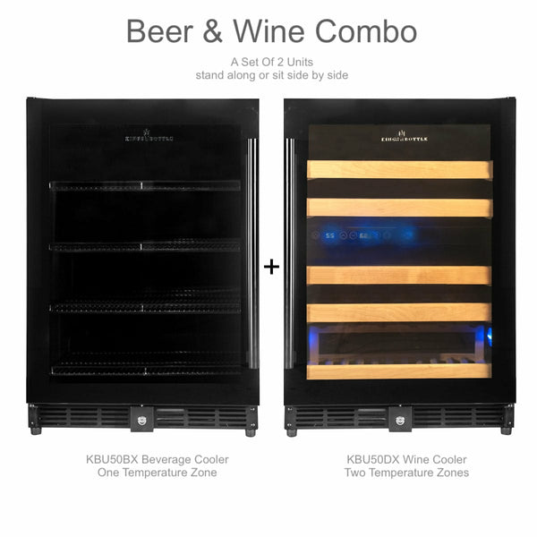 Kings Bottle 48" Glass Door Wine And Beverage Fridge Center Built In - KBU50BW3-FG - Luxy Appliance