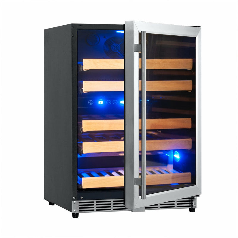 Kings Bottle 44 Bottles 24 Inch Under Counter Dual Zone Wine Cooler Drinks - KBU50DX - Luxy Appliance