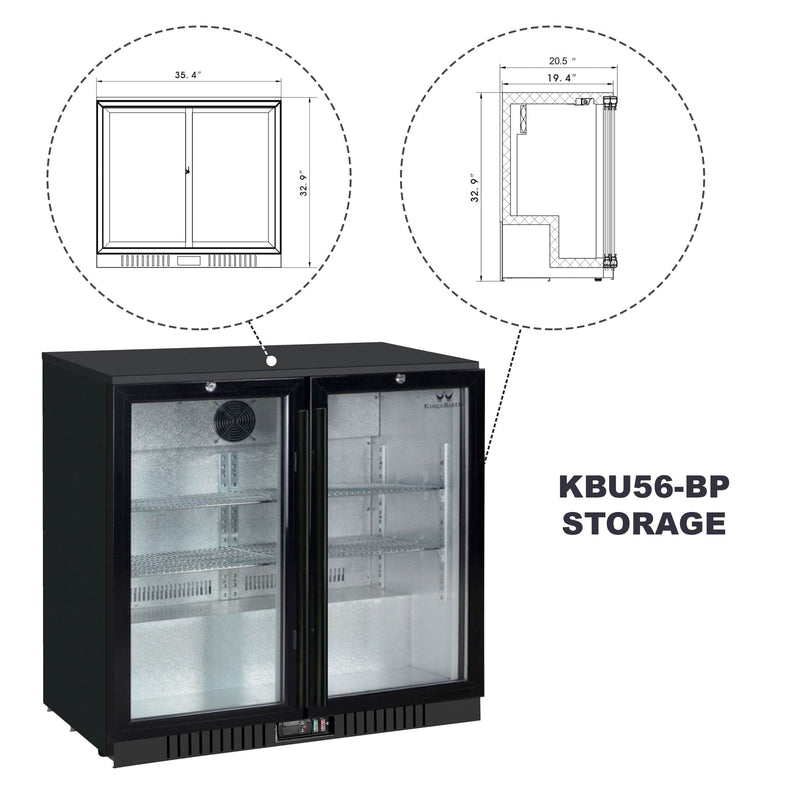 Kings Bottle Commercial Grade Back Bar Fridge, 2 Self-closing Glass Door - KBU56BP - Luxy Appliance