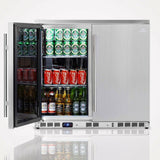 Kings Bottle 36" Outdoor Beverage Refrigerator 2 Door For Home - KBU56ASD - Luxy Appliance