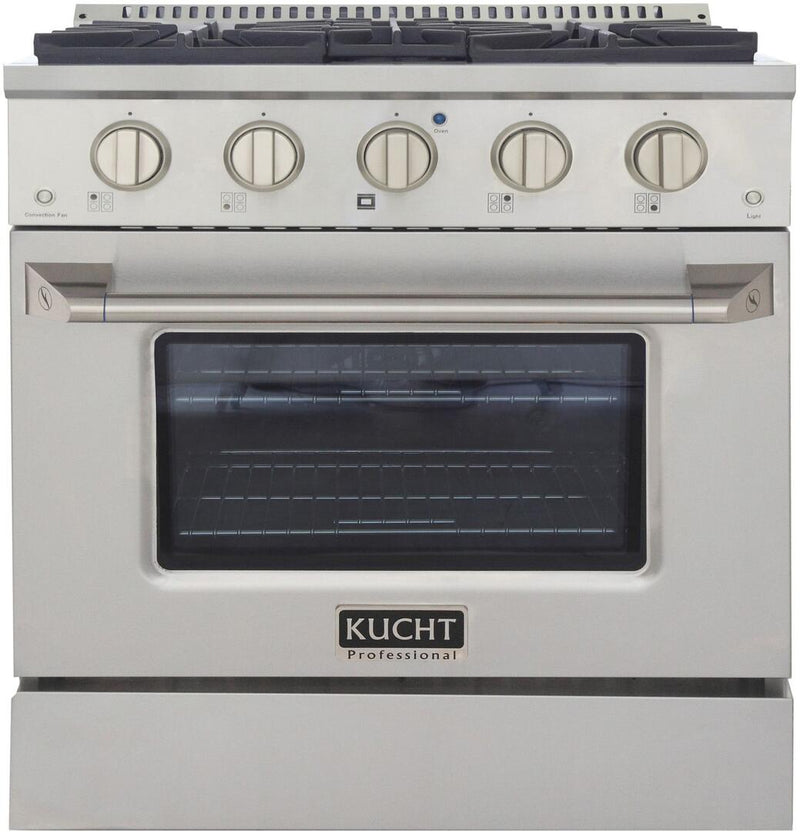Kucht Professional 30 in. 4.2 cu ft. Propane Gas Range with Silver Knobs, KNG301/LP-S - Luxy Appliance