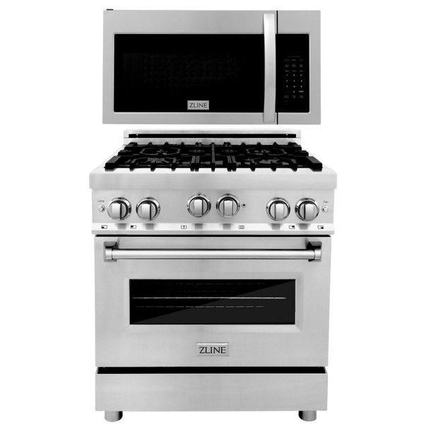 ZLINE Appliance Package - 30 Inch Gas Range and Over-the-Range Microwave, 2KP-RGOTR30 - Luxy Appliance