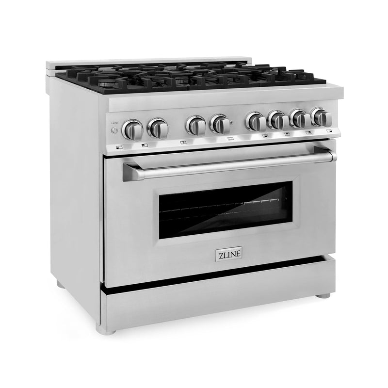 ZLINE 36 in. Professional Gas Burner/Electric Oven Stainless Steel Range, RA36 - Luxy Appliance