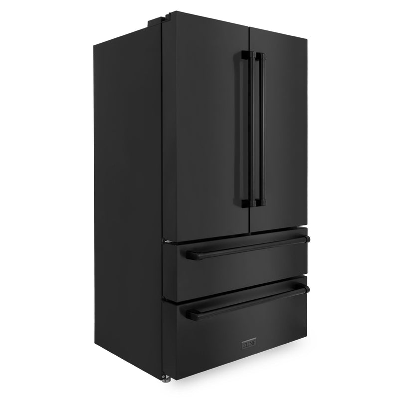 ZLINE 36 inch 22.5 cu. ft. French Door Refrigerator with Ice Maker in Black Stainless Steel, RFM-36-BS - Luxy Appliance