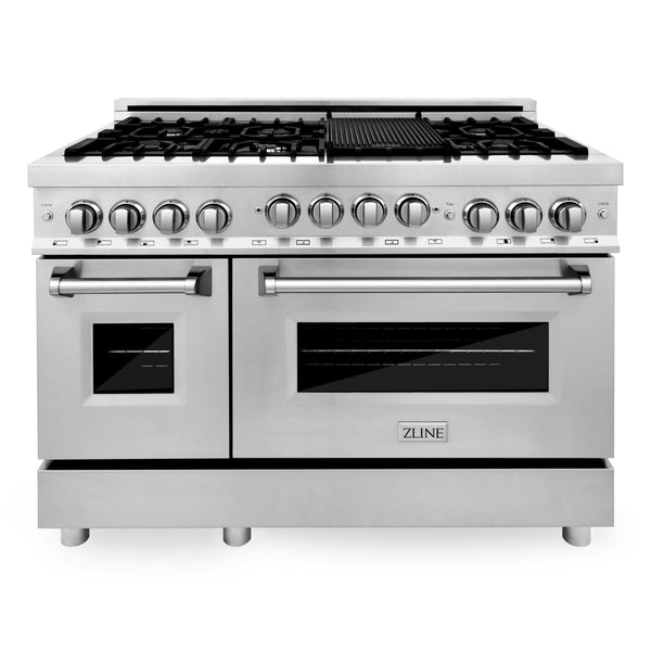 ZLINE 48 Inch 6.0 cu. ft. Range with Gas Cooktop and Gas Oven in Stainless Steel, RG48 - Luxy Appliance