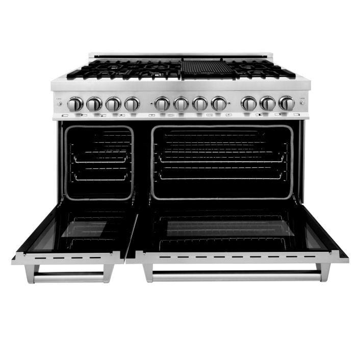 ZLINE Appliance Package - 48 in. Dual Fuel Range, 48 in. Range Hood, 2KP-RARH48 - Luxy Appliance