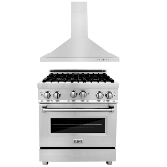 ZLINE Appliance Package - 30 in. Gas Range and 30 in. Range Hood, 2KP-RGRH30 - Luxy Appliance