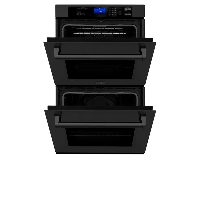 ZLINE 30 in. Professional Double Wall Oven in Black Stainless Steel with Self Cleaning, AWD-30-BS - Luxy Appliance