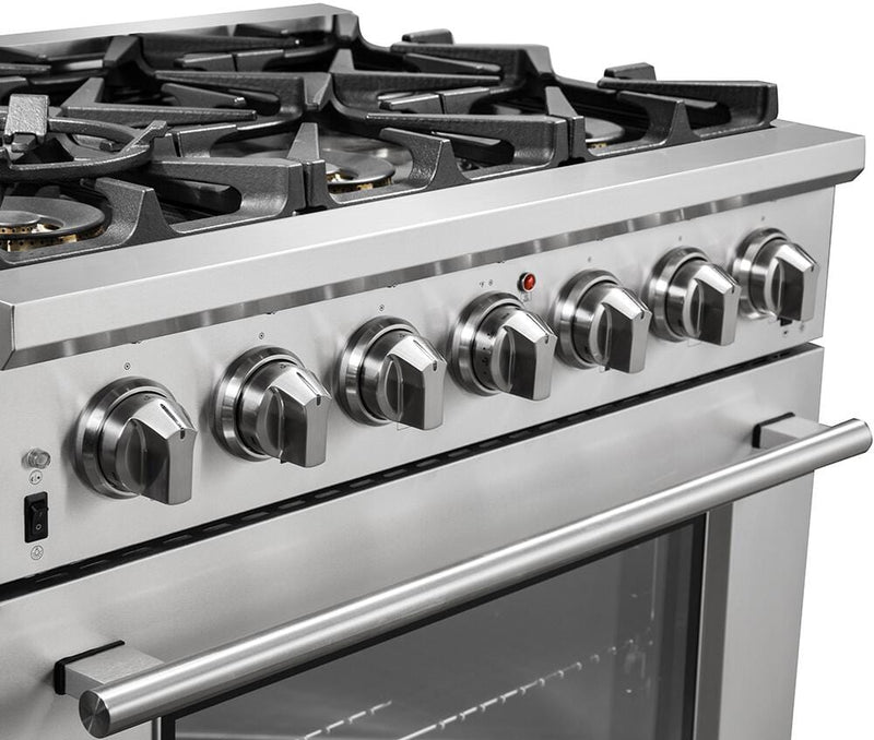 Forno 36″ Pro Series Capriasca Gas Burner / Electric Oven in Stainless Steel 6 Italian Burners, FFSGS6187-36 - Luxy Appliance