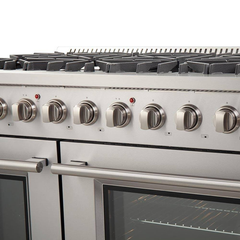 Forno 48" Galiano Gas Range with 8 Burners and Reversible Griddle in Stainless Steel (FFSGS6244-48) - Luxy Appliance