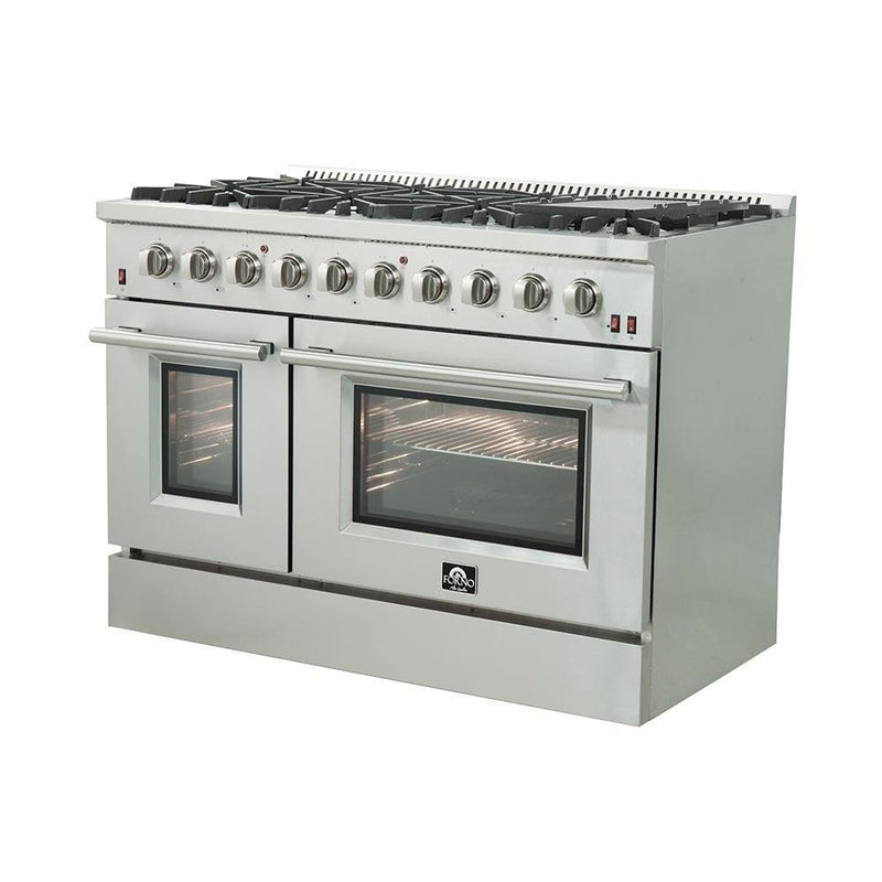Forno 48" Galiano Gas Range with 8 Burners and Reversible Griddle in Stainless Steel (FFSGS6244-48) - Luxy Appliance