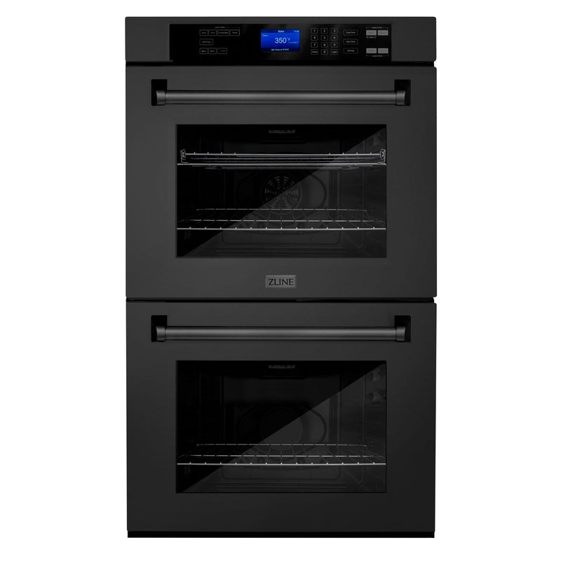 ZLINE 30 in. Professional Double Wall Oven in Black Stainless Steel with Self Cleaning, AWD-30-BS - Luxy Appliance