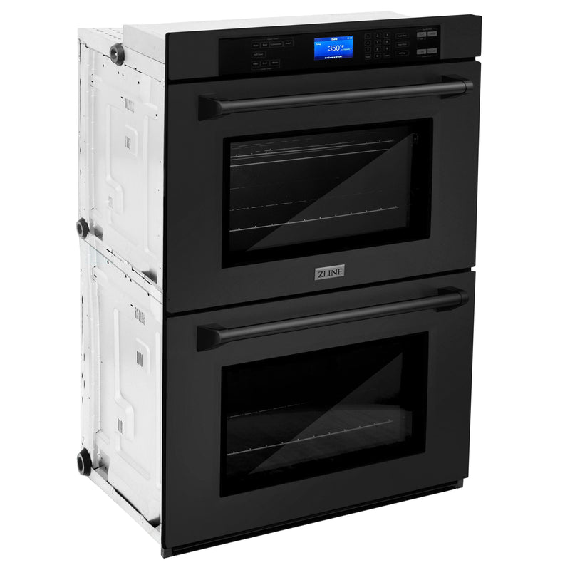 ZLINE 30 in. Professional Double Wall Oven in Black Stainless Steel with Self Cleaning, AWD-30-BS - Luxy Appliance