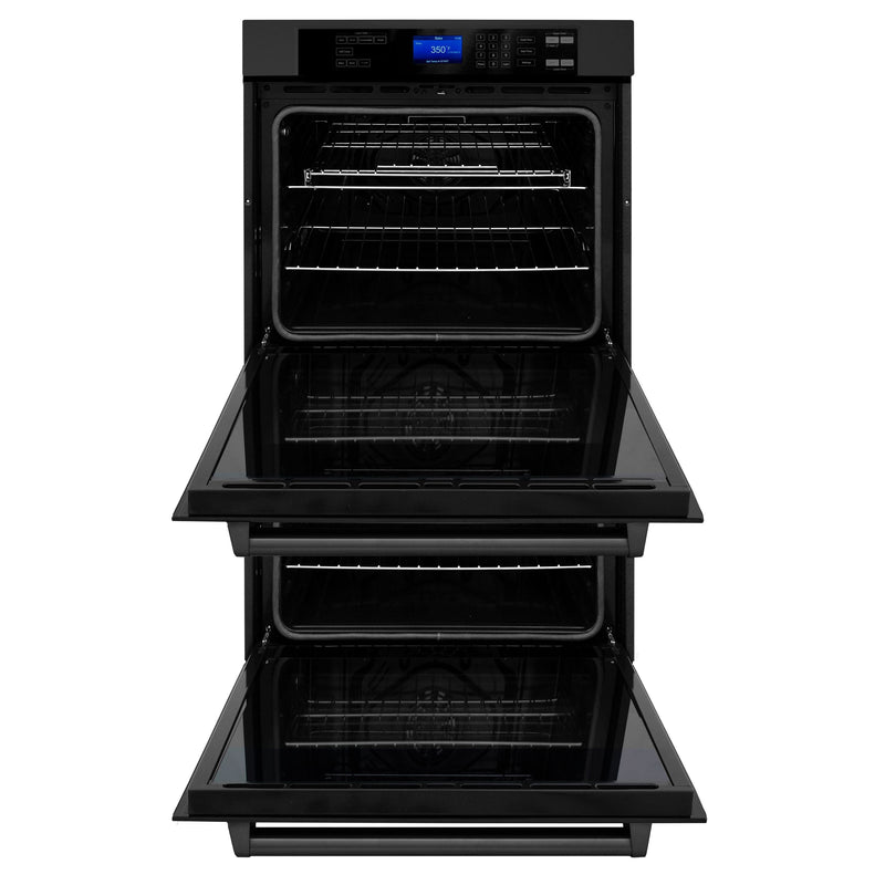 ZLINE 30 in. Professional Double Wall Oven in Black Stainless Steel with Self Cleaning, AWD-30-BS - Luxy Appliance