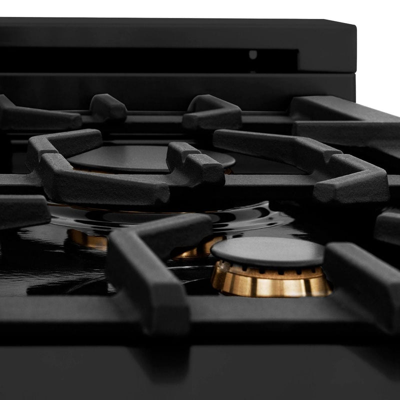 ZLINE 48 in. Professional Gas Burner, Electric Oven Range in Black Stainless with Brass Burners, RAB-BR-48 - Luxy Appliance