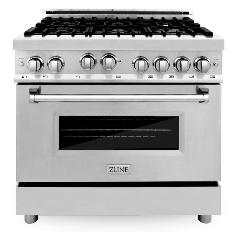 ZLINE Appliance Package - 36 in. Gas Range, Range Hood and Microwave Drawer, 3KP-RGRH36-MW - Luxy Appliance