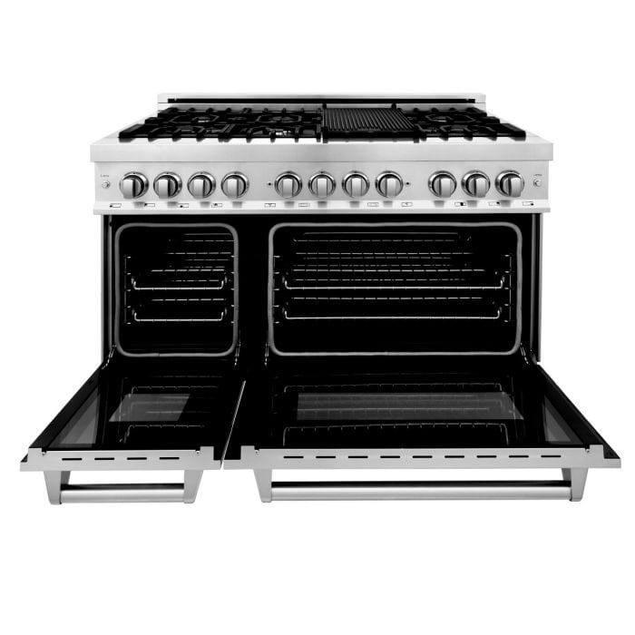 ZLINE 48 in. Professional Gas Burner and Electric Oven in Stainless Steel, RA48 - Luxy Appliance