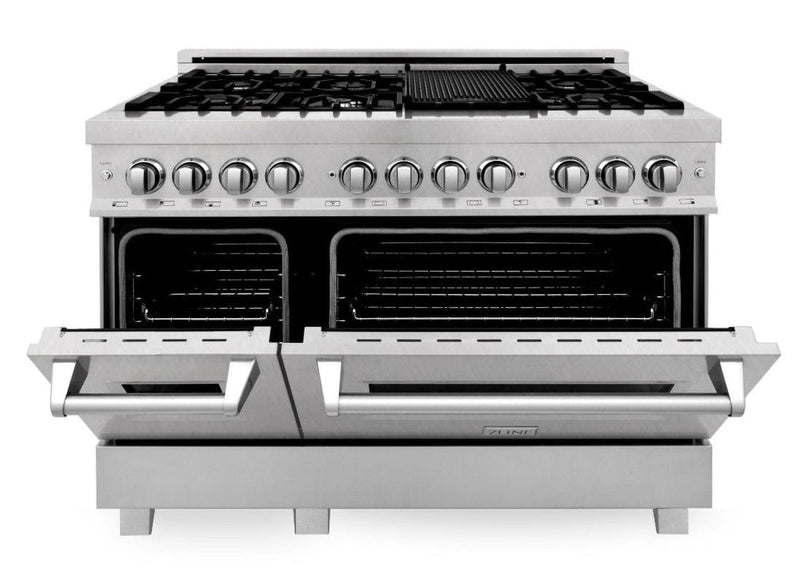 ZLINE 48 in. Professional Gas Burner/Electric Oven in DuraSnow® Stainless with 6.0 cu.ft. Oven, RAS-SN-48 - Luxy Appliance