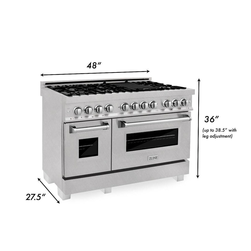 ZLINE 48 in. Professional Gas Burner/Electric Oven in DuraSnow® Stainless with 6.0 cu.ft. Oven, RAS-SN-48 - Luxy Appliance
