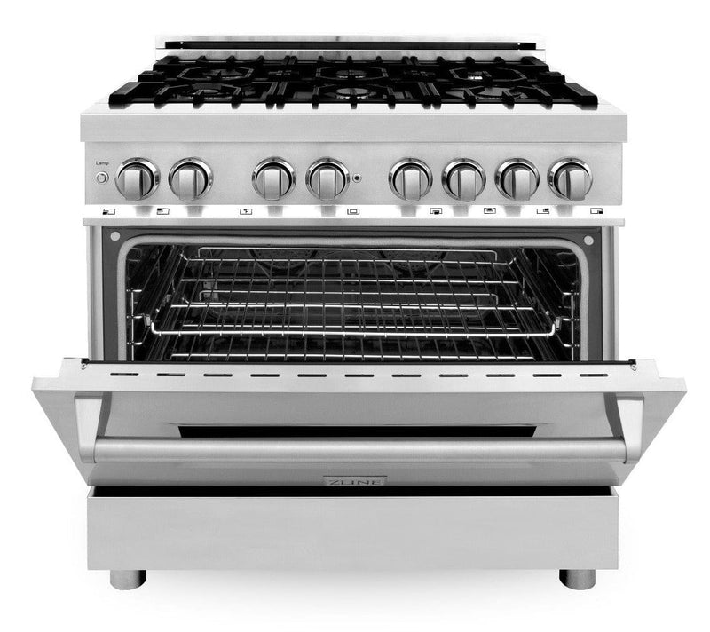 ZLINE 36 in. Professional Gas Burner/Electric Oven Stainless Steel Range, RA36 - Luxy Appliance