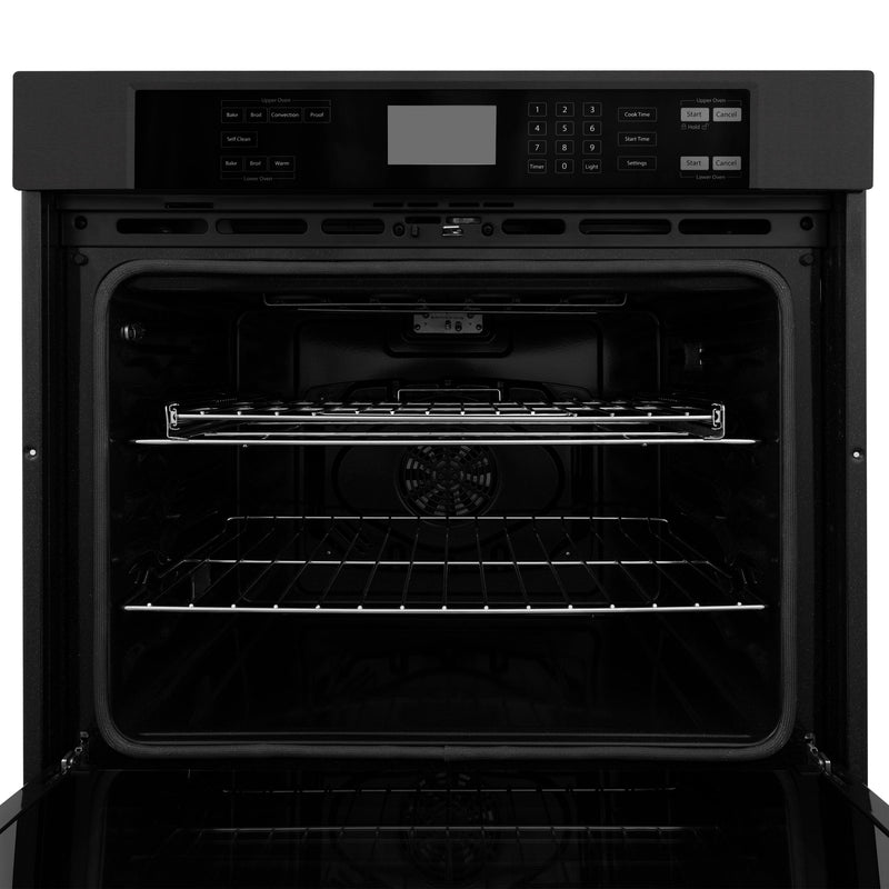 ZLINE 30 in. Professional Double Wall Oven in Black Stainless Steel with Self Cleaning, AWD-30-BS - Luxy Appliance