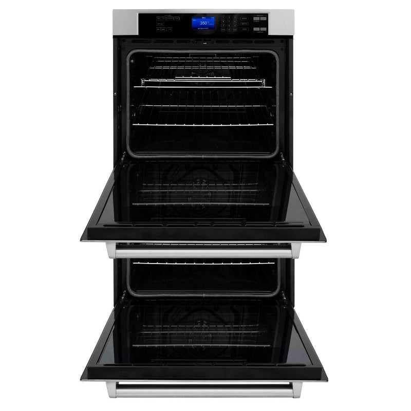 ZLINE Kitchen Appliance Package with 48 in. Stainless Steel Rangetop and 30 in. Double Wall Oven, 2KP-RTAWD48 - Luxy Appliance