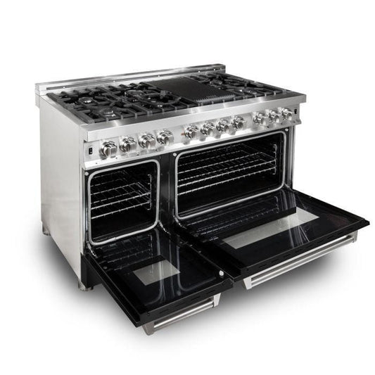 ZLINE 48 in. Professional Gas Burner/Electric Oven Stainless Steel 6.0 cu.ft. 7 Range - Black Matte, RA-BLM-48 - Luxy Appliance